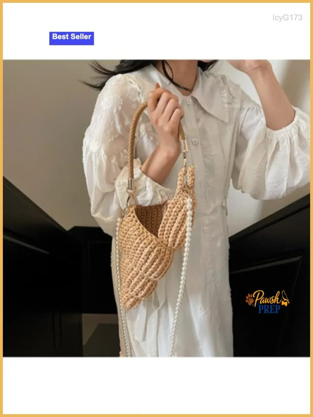 Handwoven Crochet Seashell Bag Womens Boho Summer Beach Shoulder Crossbody